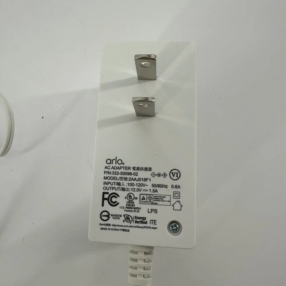 Arlo AC Adapter Power Supply 5009602 Model 2AAJ018F1 100 120V 1.5A 50 60Hz